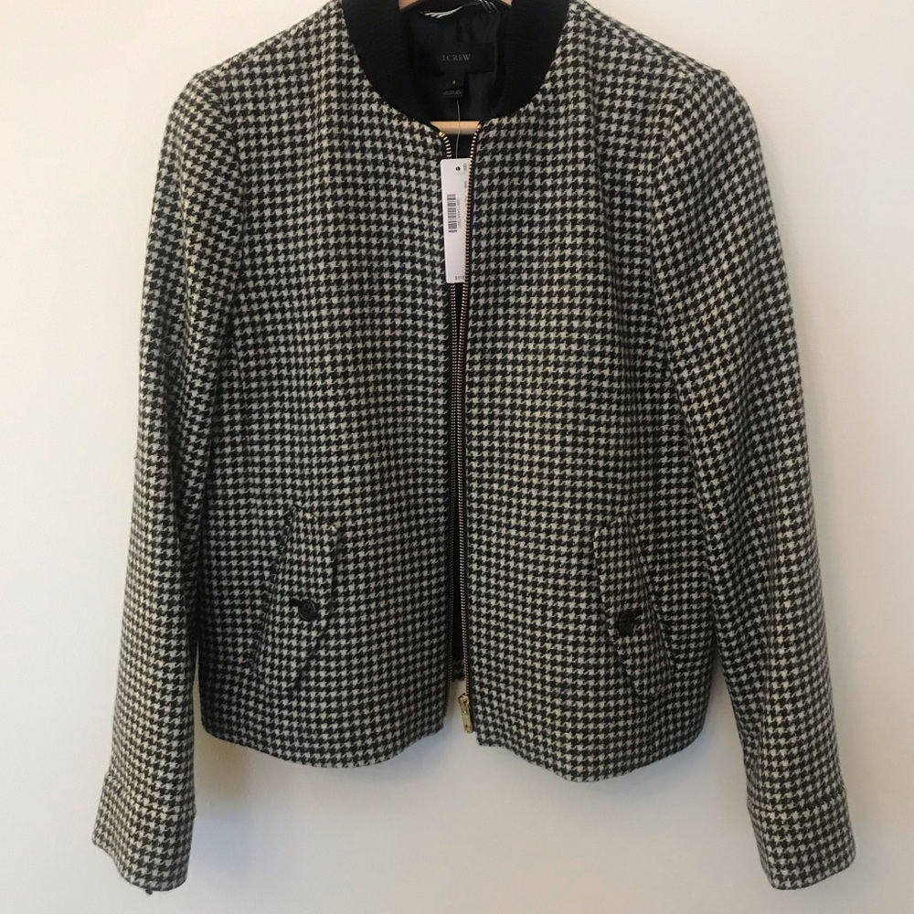 Jcrew houndstooth bomber jacket NWT small